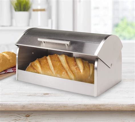 oggi stainless steel roll top bread box with|bread box for counter height.